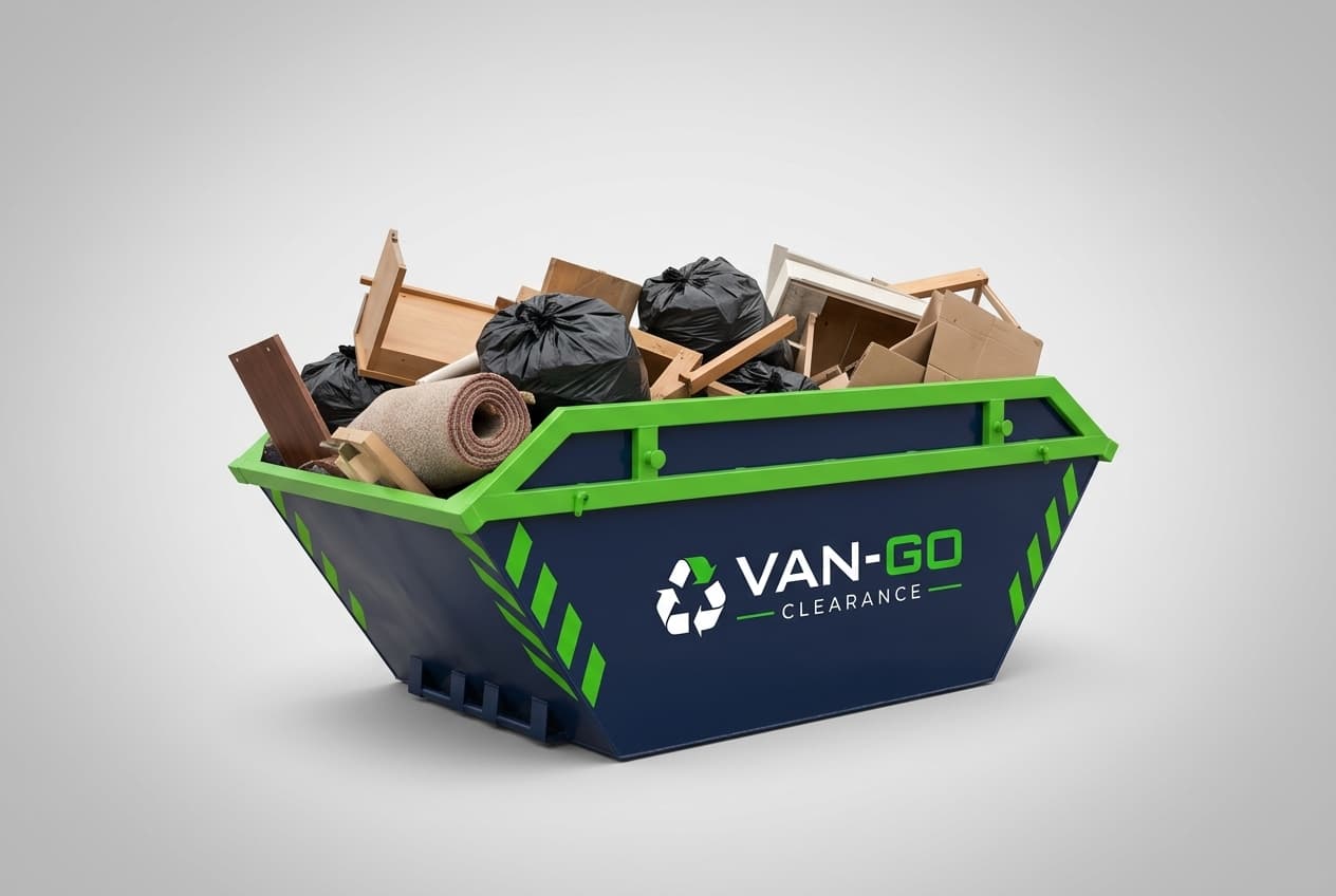 A 4 yard skip loaded with general waste