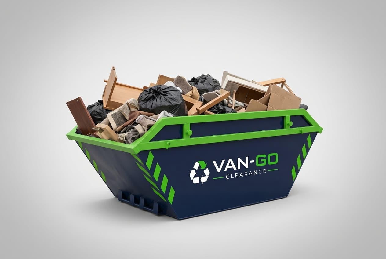 A 6 yard skip loaded with general waste