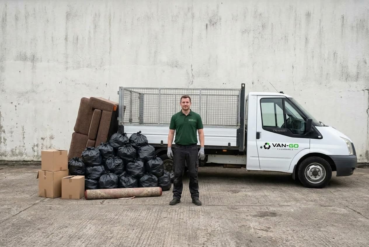 Quarter Load of household waste beside a Van-Go van
