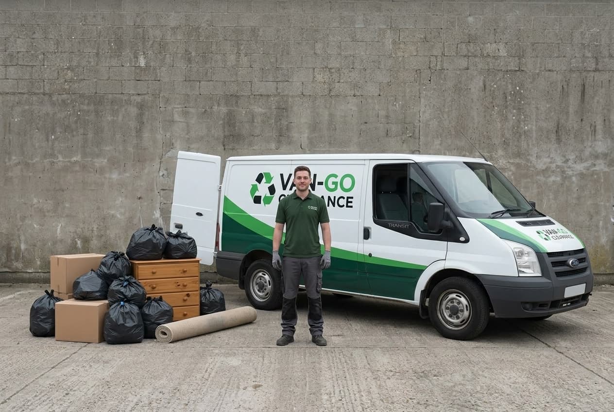 Quarter Load of household waste beside a Van-Go van