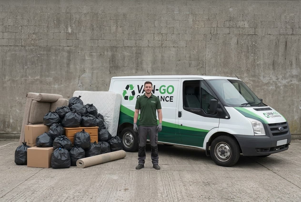 Half Load of household waste beside a Van-Go van
